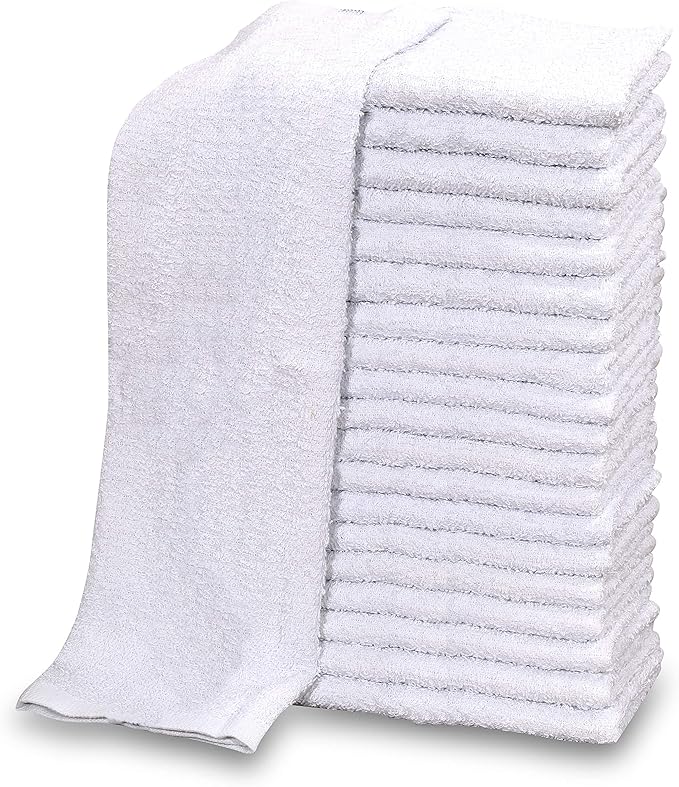GOLD TEXTILES 36 PC New Cotton Blend White Restaurant Bar Mops Kitchen Towels 28oz (3 Dozen) (36, White)