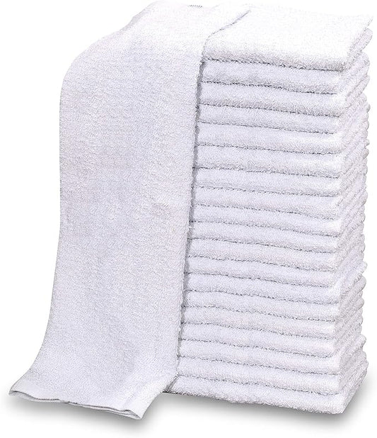 GOLD TEXTILES 36 PC New Cotton Blend White Restaurant Bar Mops Kitchen Towels 28oz (3 Dozen) (36, White)