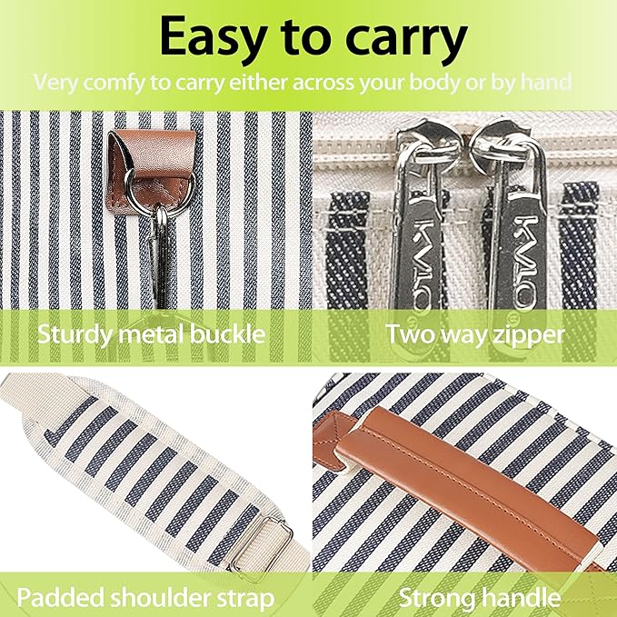 Tirrinia 4 Bottle Leakproof Insulated Wine Carrier Tote Bag - Padded and Portable for Travel, Restaurants, Tastings, Parties - Great Gift for Wine Lovers, Stripe Pattern