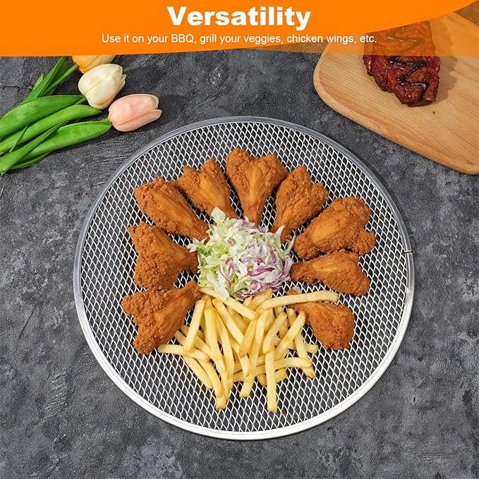 3 Pcs Pizza Screen 12 inch, Aluminum Alloy Mesh Pizza Pan with Holes, Food-Grade Screen for Oven Home Kitchen BBQ Baking Seamless Nonstick Round Baking Tray for Oven