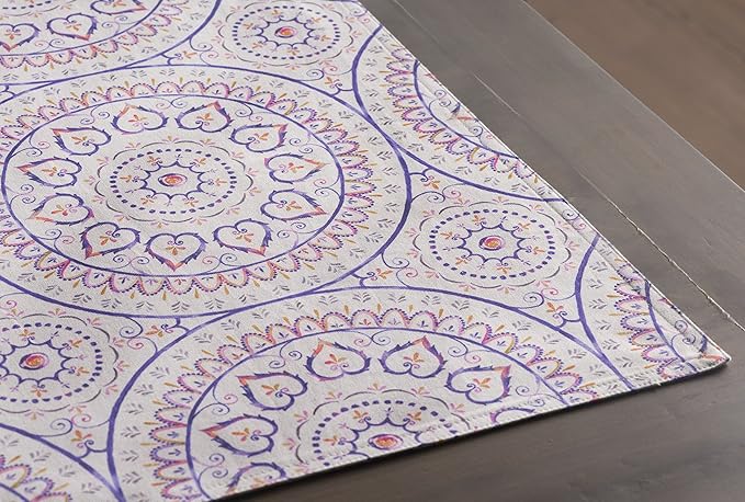 Maison d' Hermine Placemats Set of 4 100% Cotton Washable Cloth Place Mats, Reusable Table Mats for Kitchen Dining Decoration, Party, Wedding, Restaurant Spring/Summer (Mandala, 13" x 19")