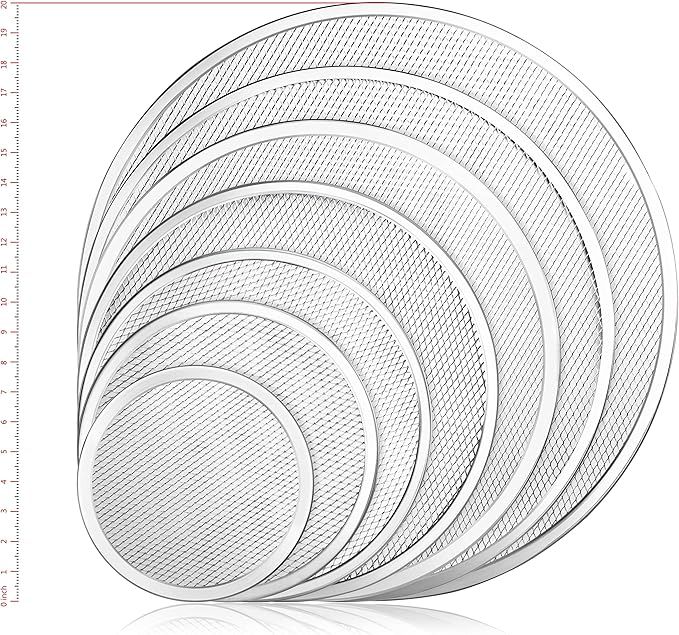 New Star Foodservice 50950 Restaurant-Grade Aluminum Pizza Baking Screen, Seamless, 12-Inch, Pack of 6