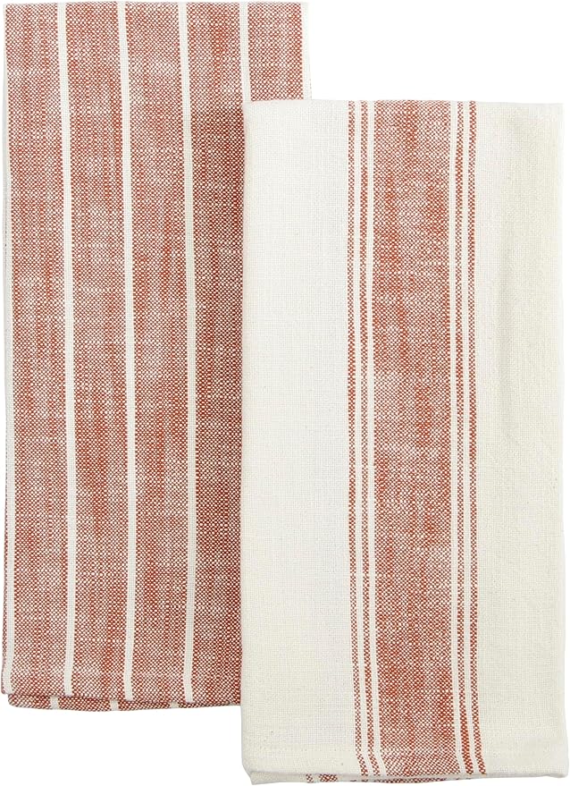 KAF Home Natural Rustic Farmhouse Slubbed Kitchen Towel | 100% Cotton Dish Towel, 18 x 28 Inches | Soft and Absorbent (Rust, 18 x 28-4 Pack)