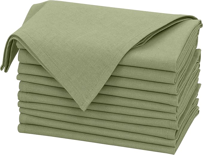 Ruvanti Linen Napkins Set of 12, 18x18 Cloth Napkins, Cotton Linen Blend Napkins Cloth Washable, Soft, Reusable Dinner Napkins for Wedding, Parties, Christmas, Thanksgiving, Everyday Use-MartiniOlive
