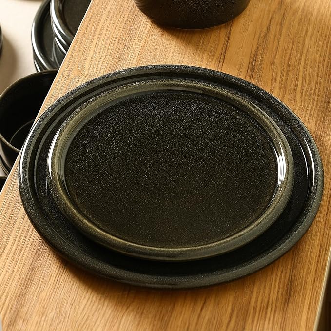 Stone Lain Eden 4-Piece Salad Plate Set Stoneware, Charcoal Grey