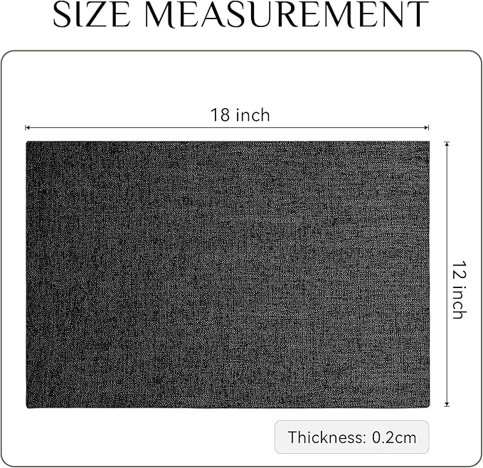 Softalker Faux Linen Placemats Set of 6-12 x 18 Inch, Heat Resistant Double Layered Durable Burlap Farmhouse Place Mats, Non-Slip Washable Rustic Table Mats for Dining, Kitchen, Party（Black