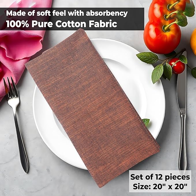 Urban Villa Halloween Cloth Napkins Black/Orange Dinner Napkins (Set of 12) 20"x20" 100% Cotton Slub Chambray Absorbent Napkins Soft Durable Reusable Washable Ideal for Everyday wedding Parties Events