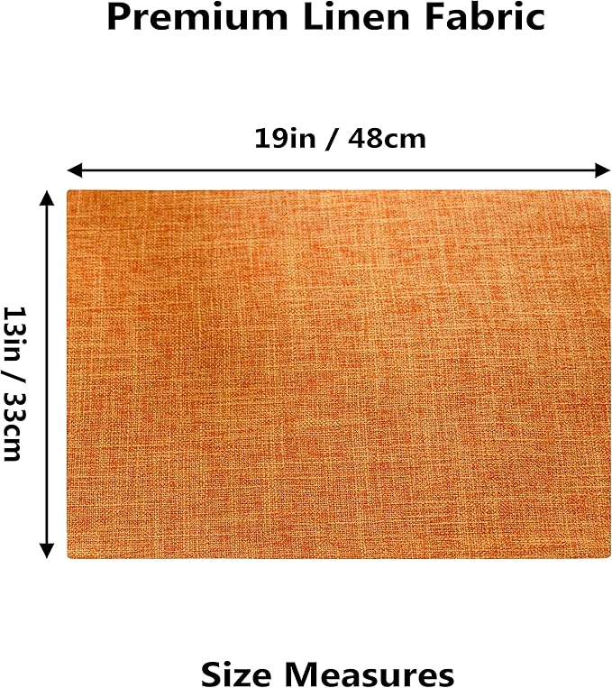 Home Brilliant Cloth Placemats Set of 4 Heat Resistant Fall Dining Table Place Mats for Kitchen Table Dinner Party Thanksgiving Decorations, 13 x 19 inches, Orange