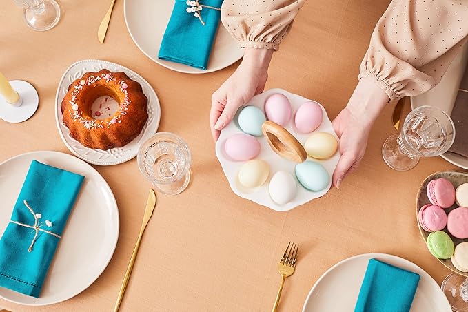 Ruvanti Premium Linen Napkins Set of 4-20x20 Inch, Classic Hemstitch, Mitered Corner Cloth Napkins ‎‎- Soft, Elegant Dinner Napkins Cloth Washable for Weddings, Parties, Everyday Use - Blue