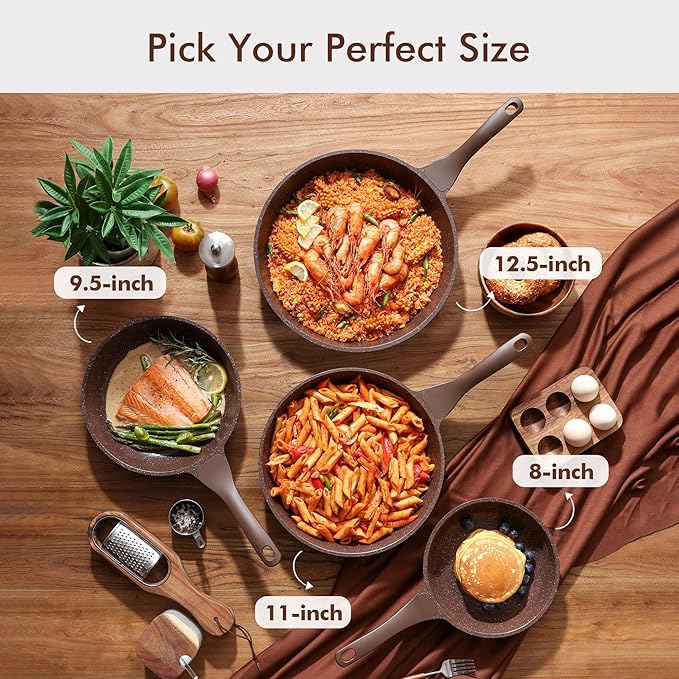 SENSARTE Nonstick Frying Pan Skillet, Non Stick Omelette Pan, Healthy Stone Cookware Chef's Pan PFOA Free, Toffee Brown (9.5 Inch)