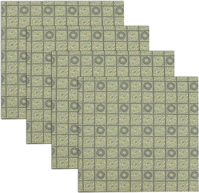 RUVANTI Cloth Napkins Set of 6 Cotton 100%, 18x18 Inches Napkins Cloth Washable, Soft, Absorbent. Cotton Napkins for Parties, Christmas, Thanksgiving, Weddings, Dinner Napkins Cloth - Floral Tiles