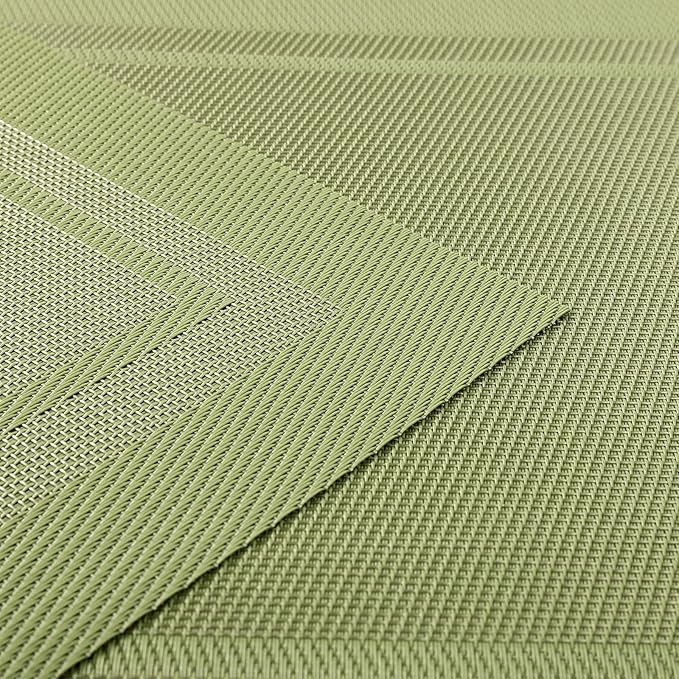 SHACOS Woven Vinyl Placemats Set of 6 Wipe Clean Place Mats for Dining Table Heat Resistant PVC Weave Table Mats Indoor Outdoor (6, Frame Olive Green)