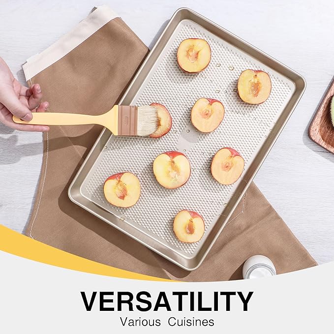 Quarter Sheet Baking Pan Nonstick - HONGBAKE Commercial Cookie Sheet for Baking with Diamond Texture Surface, 57% Thicker Carbon Steel 9 x 13 Baking pan