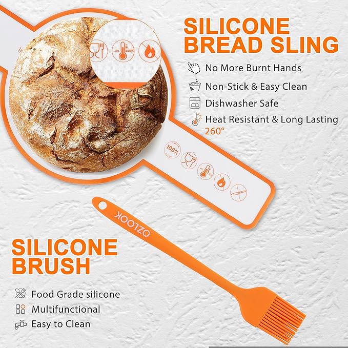 Sourdough Starter Kit,10 Inch Round & 9 Oval Cotton Rope Banneton Bread Proofing Basket with Bread Lame, Scraper,Sling, Dough Whisk,Perfect Gifts for Bakers Sourdough Bread Baking Supplies