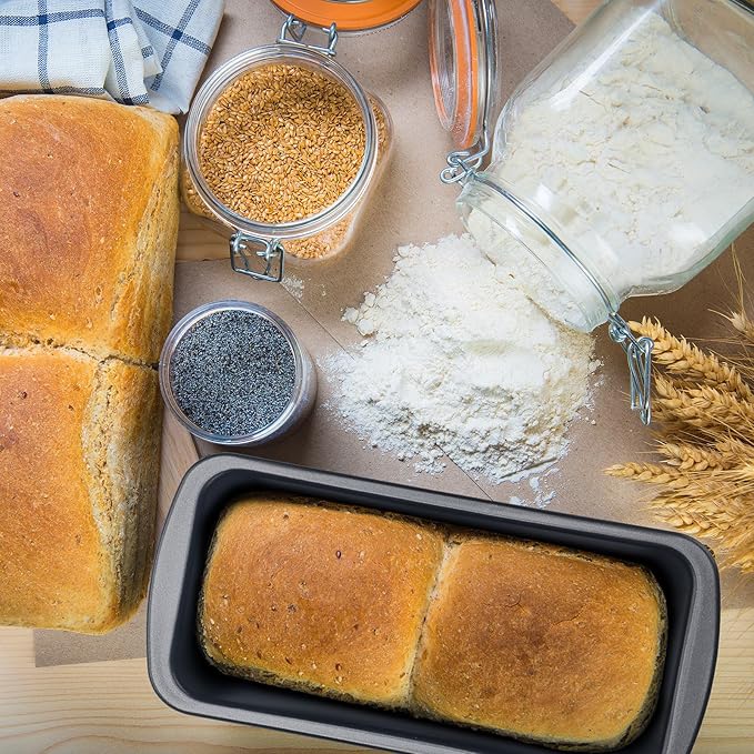 Patelai 4 Pack Small Loaf Pans for Baking Bread Non Stick Bread Pan Rectangle Baking Tray Toast Mold(Black,7.2 x 3.7 Inch)