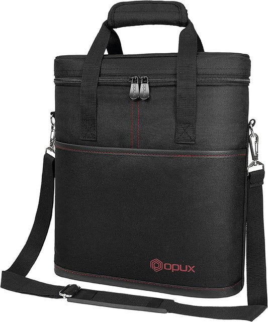 OPUX 3 Bottle Wine Carrier Tote, Insulated Leakproof Wine Cooler Bag, Wine Travel Bag Tote for Picnic BYOB Beach, Portable Wine Bottle Carrying Case, Gift for Wine Lover Women Men Christmas, Black