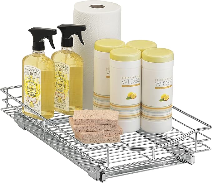 LYNK PROFESSIONAL® Pull Out Cabinet Organizer, 14" x 21" Slide Out Drawers for Kitchen Cabinets - Sliding Pull-Out Pantry Shelves – Home Shelf Organizers - Lifetime Ltd. Warranty, Chrome