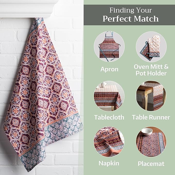 Maison d' Hermine Kitchen Towels Set of 3 100% Cotton 20" x 27.5" Reusable Cloth Tea Dish Towels Absorbent with Hanging Loop for Kitchen Dining Thanksgiving Christmas Decorations (Fair Isle)