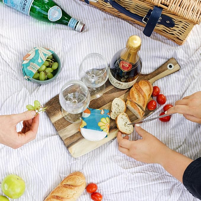 Honeybee Reusable Beeswax Wraps for Food | 5 Pack | Handmade in Australia | Eco Friendly, Organic, Biodegradable, Bee's Wrap for Bowl Covers and Food Storage | Reusable Cling Wrap