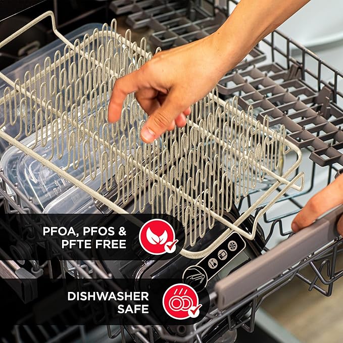 Bacon Tray - 2-Piece Set – Marble Coating - Durable, Non-Stick Cooking Tray for Bacon – White Stone Tray and Carbon Steel Rack