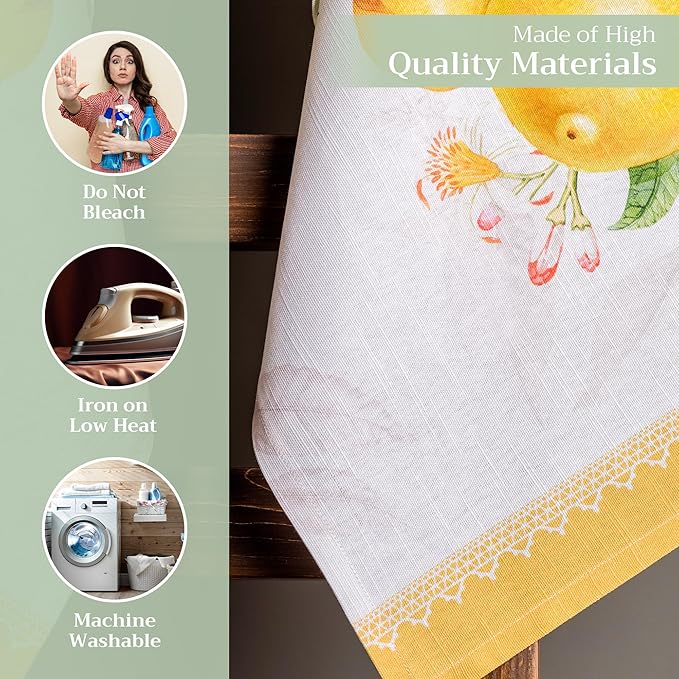 Maison d' Hermine Kitchen Towels Set of 3 100% Cotton 27.50" x 20" Reusable Cloth Tea Dish Towels Absorbent with Hanging Loop for Kitchen, Home, Dining, Cocktail Parties Spring/Summer (Limoncello)