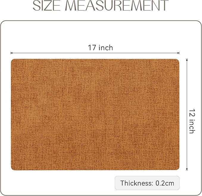 Romanstile Fall Vinyl Placemats Set of 4-12 X 18 Inch - Heat Resistant Place Mats 100% Waterproof Oilproof Wipeable Reversible Faux Leather Table Mats for Kitchen/Dining/Party/Outdoor, Orange