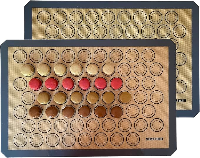 Macaron Silicone Baking Mats - Set of 2 - Full Size - 16.5 x 24, Non-Stick Macaron Mat for Perfect Baking - Dishwasher & Oven Safe, Ideal for Macarons, Cookies, Bread, and More
