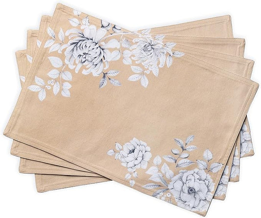 Maison d' Hermine Placemats Set of 4 100% Cotton Washable Cloth Place Mats, Reusable Table Mats for Thanksgiving Christmas Decorations Kitchen Dining Party Wedding (Pretty Autumn, 13" x 19")