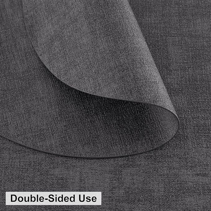 homing Round Faux Leather Placemat and Coaster 8 Packs, Washable Heat Resistant Dining Place Mats, Wipeable Double-Sided Table Mats for Indoor and Outdoor, Diameter 13 and 3.93 inch, Charcoal