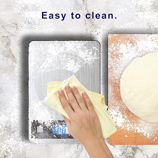 hito Food Scale 33lb Digital Kitchen Scale Rechargeable Waterproof Weight Grams and oz 1g/0.1oz Precise, for Weight Loss, Cooking and Baking, Ash Silver