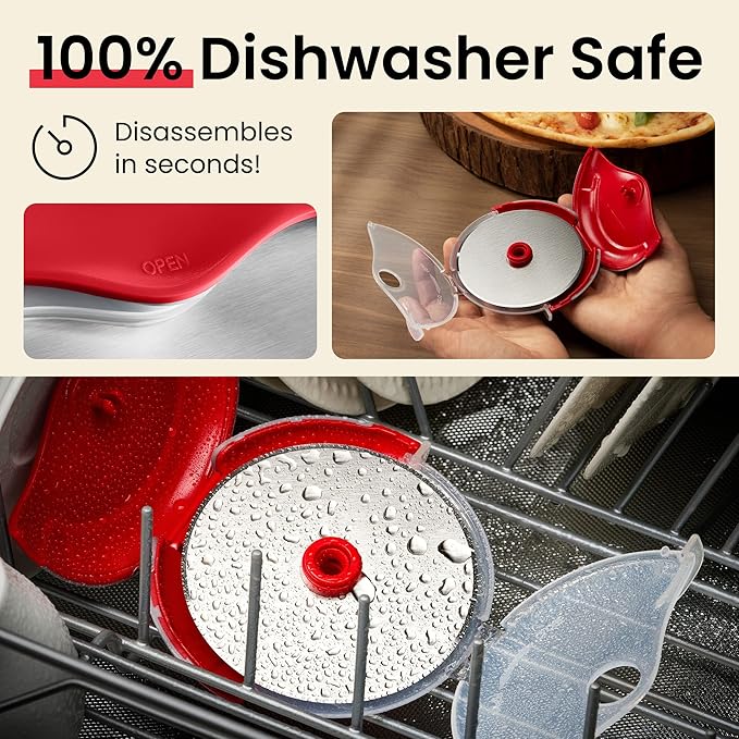 Kitchy Pizza Cutter Wheel with Protective Blade Cover, Ergonomic Pizza Slicer (Red)