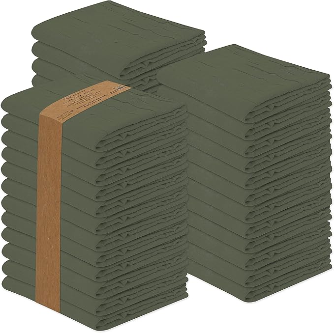 RUVANTI Flour Sack Towels 36 Pack 28x28 Inch, 100% Cotton Tea Towel, Reusable, Machine Washable, Absorbent BarTowels - Dish Cloth Perfect for Drying Dishes & Cleaning - Martini Olive