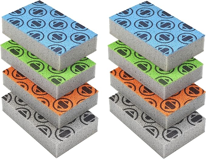 Skura Style Smart Kitchen Dish Sponges (Bulk 8 Pack) | Odor Free Non-Scratch Scrub Pad | Household Cleaning Scrubber for Sink, Counters, Surfaces, Pots, Pans, Dishwashing | Color-Fade Change Indicator