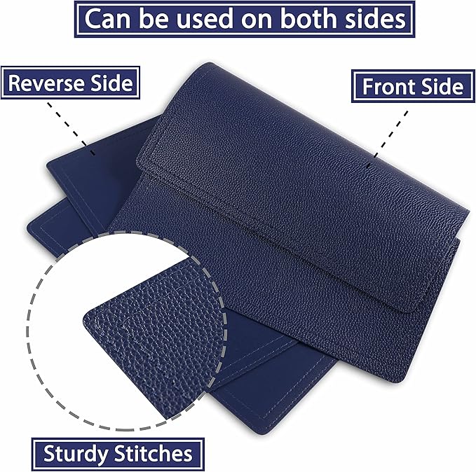 Faux Leather Placemats, PU Table Mats, Set of 4, Waterproof, Stain Resistant, Heat Resistant, Non-Slip Easy to Clean for Kitchen Dining Table,Conference Table C Blue Rectangle