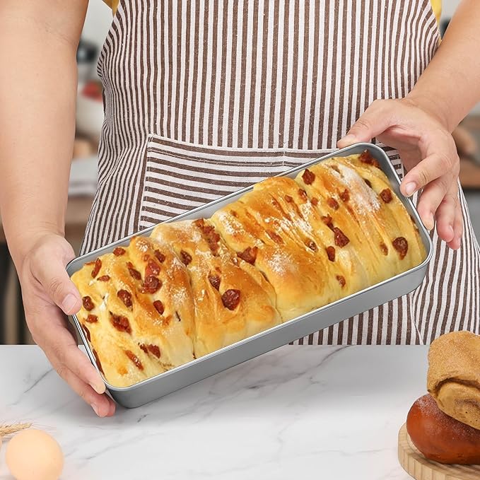 P&P CHEF Loaf Pans for Baking Bread, 12 x 5 Inch Large Stainless Steel Bread Loaf Pan Tins for Homemade Meatloaf Cake Brownies, Healthy & Sturdy, Oven & Dishwasher Safe, 1Pc