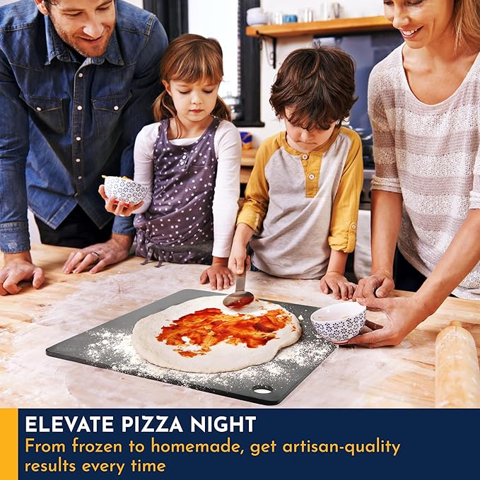 Loftern 14" x 16" Pizza Steel - Heavy-Duty Carbon Steel Baking Plate for Oven, Grill & Pizza Oven - Pro Pizza Stone for Bread, Sourdough, and Crisp Crust Perfection