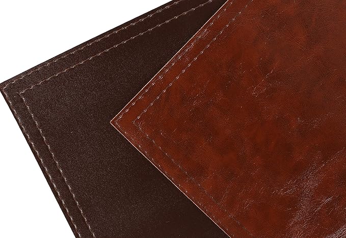 Waterproof PU Placemats, Faux Leather Dining Table Mat, Set of 4, Easy to Wipe Off Scrub Vinyl Mat, Heat & Stain Resistant for Office Conference Table, Home Decor