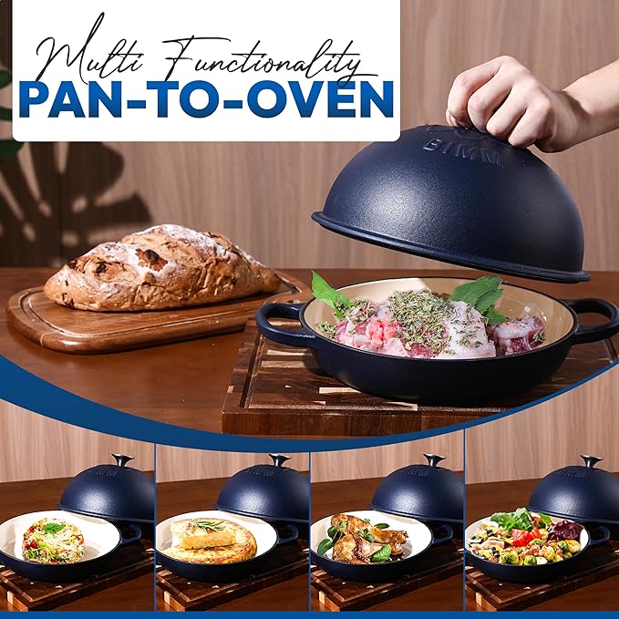 Cast Iron Dutch oven Pot with Lid for Sourdough Bread Baking – Versatile Bread Oven with Non-Stick Enamel Coating, Matte Finishing, Exquisite Embossed Pattern & Ergonomic Handles