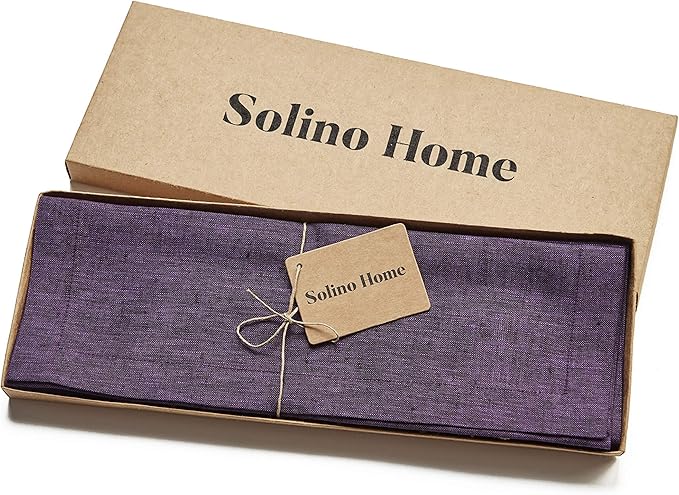 Solino Home Linen Placemats Set of 4 - Grape Placemats 14 x 19 Inch - 100% Pure Linen Table Mats for Fall, Autumn, Thanksgiving, Christmas - Athena