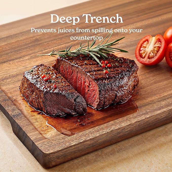 SMIRLY Walnut Wood Cutting Boards for Kitchen, Large - Small, Walnut Wooden Cutting Board Set with Deep Juice Grooves, Non Toxic Serving Tray