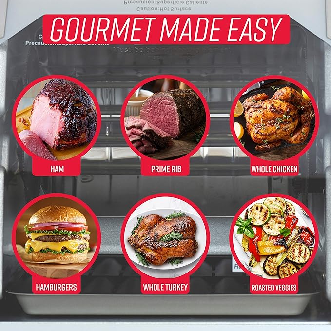 Ronco ST5000PLAT Digital Showtime Rotisserie, Platinum Edition, Cooks Food Perfectly Every Time, 3 Cooking Modes: Roast, Sear, and No Heat Rotation, Stainless Steel