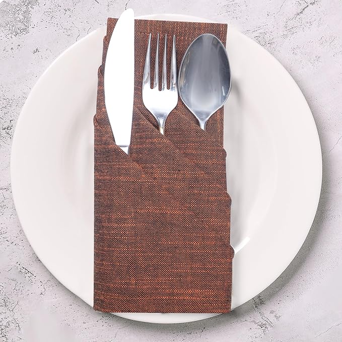 Urban Villa Halloween Cloth Napkins Black/Orange Dinner Napkins (Set of 12) 20"x20" 100% Cotton Slub Chambray Absorbent Napkins Soft Durable Reusable Washable Ideal for Everyday wedding Parties Events