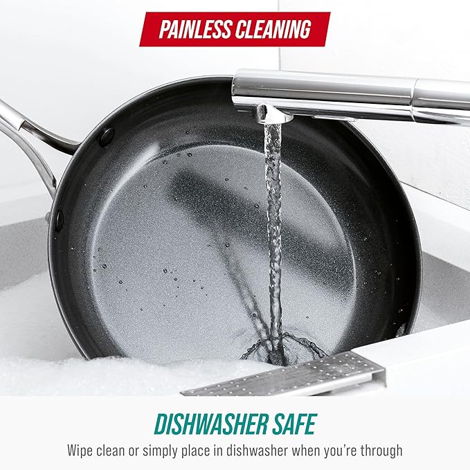 Blue Diamond Frying Pan 8” Skillet, Diamond Infused Healthy Ceramic Nonstick, PFAS and PFOA-Free, Dishwasher and Oven Safe, Even Heating, Metal Utensil Safe, Warp Control Base, Turquoise