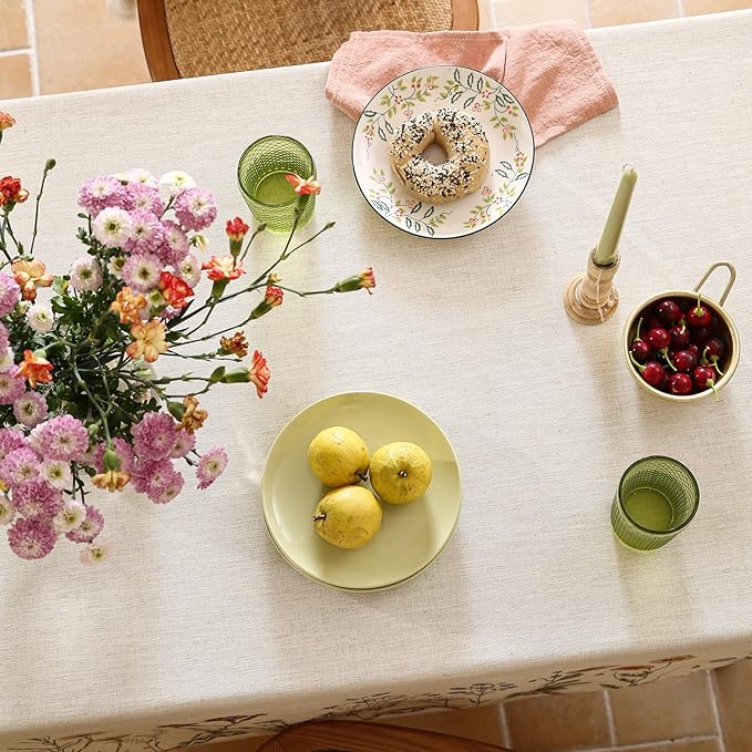 Floral Tablecloth for Square Tables,Linen Table Cloth with Colorful Flowers Pattern,Heavy Durable Table Cover for Dining Thanksgiving Kitchen Decor Party Banquet Christmas,67"*67"
