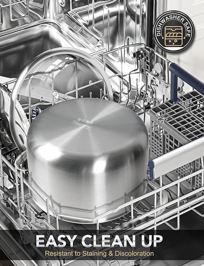 MICHELANGELO 6 Pcs Tri-ply Stainless Steel Pot Set, 2QT & 3QT & 8QT Pot with Lids, Nonstick HoneyComb Interior Cooking Pot Set, Compatible with All Cooktops, Oven & Dishwasher Safe