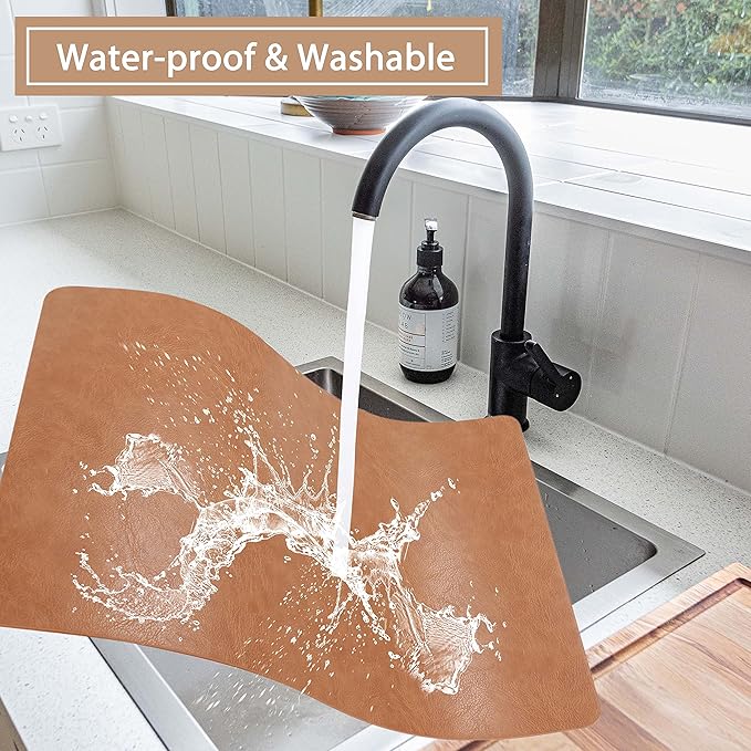 Set of 6 Faux Leather Placemats, PU Table Mats, Waterproof, Stain Resistant, Heat Resistant, Non-Slip Easy to Clean for Kitchen Dining Table,Conference Table