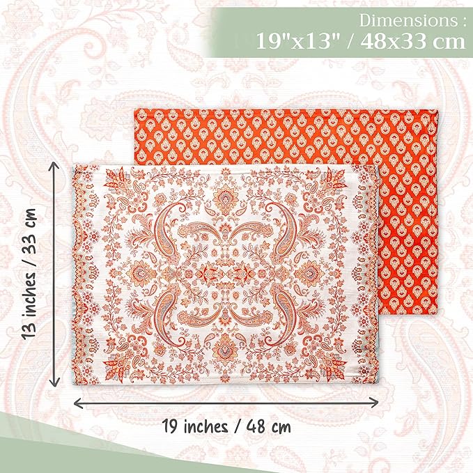 Maison d' Hermine Placemats Set of 4 100% Cotton Washable Cloth Place Mats, Reusable Table Mats for Thanksgiving Christmas Decorations Kitchen Dining Party Wedding Restaurant (Cachemire, 13" x 19")