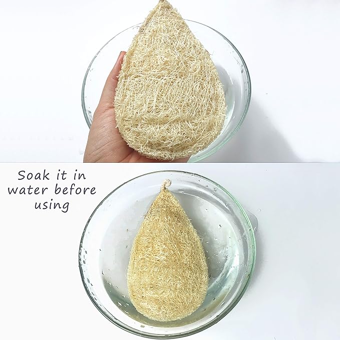 Natural Loofah Dish Sponge Pack 3 Vegetable Scrubber for Kitchen -100% Biodegradable Compostable Dishwashing Scouring Pad Zero Waste Plastic Free Eco Friendly Sustainable