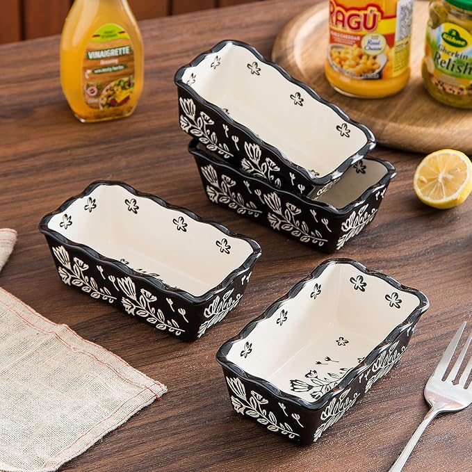 Wisenvoy Mini Loaf Pans for Baking - 4-Piece Ceramic Bread Pans