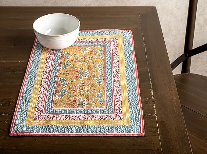 Maison d' Hermine Placemats Set of 4 100% Cotton Washable Cloth Place Mats, Reusable Table Mats for Kitchen Dining Decoration, Party, Wedding, Restaurant Spring/Summer (Marquise, 13" x 19")